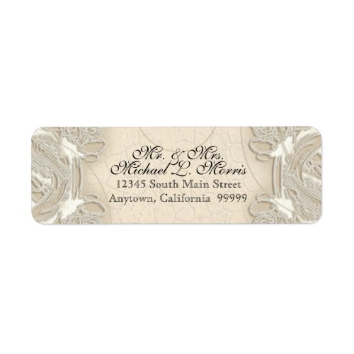 Vintage Monogram Lace Baroque Etching Swirl Formal Label