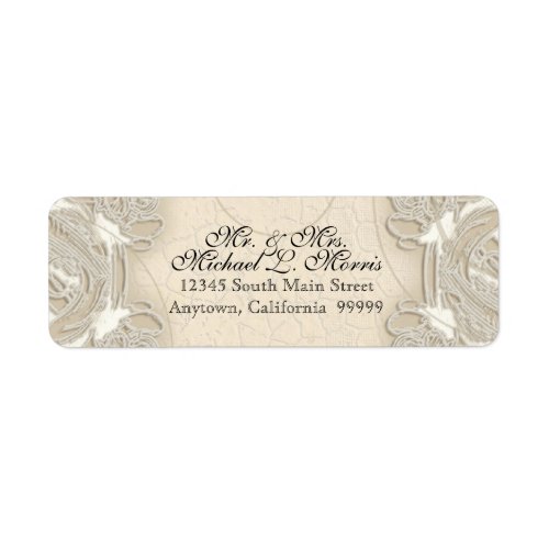 Vintage Monogram Lace Baroque Etching Swirl Formal Label