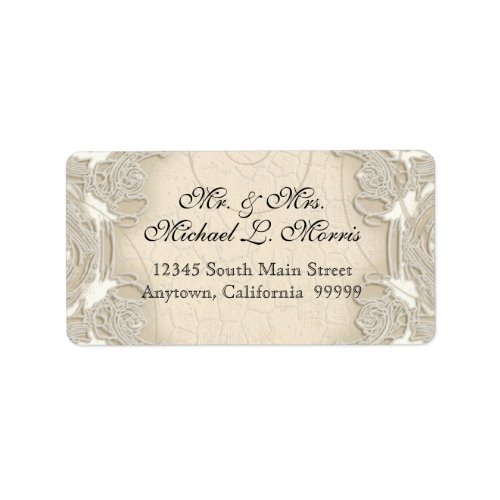 Vintage Monogram Lace Baroque Etching Swirl Formal Label