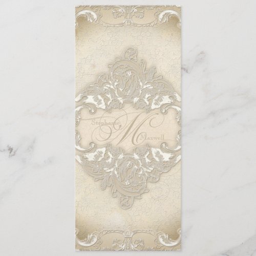 Vintage Monogram Lace Baroque Etching Swirl Formal Menu