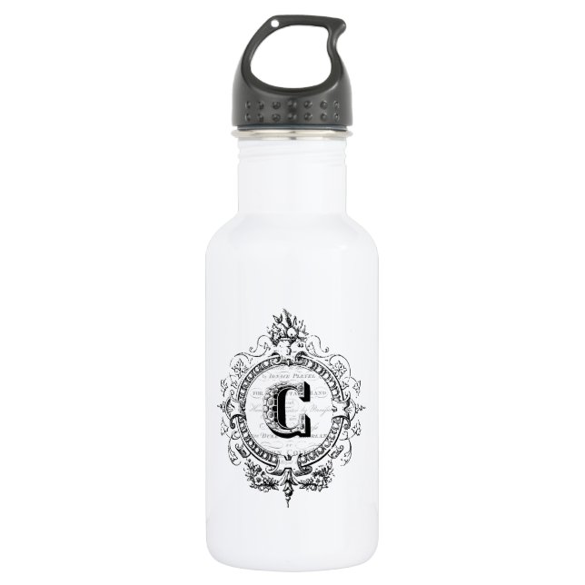 Vintage monogram letter C Stainless Steel Water Bottle (Front)