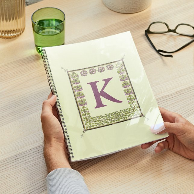 Vintage Monogram Letter Floral Frame Nouveau Notebook (Creator Uploaded)