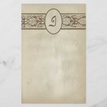 Vintage Monogram Letter I Stationery Paper by camcguire at Zazzle