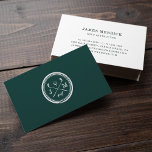 Vintage Monogram Logo | Golf Pro or Instructor Business Card<br><div class="desc">Cool vintage style design for golf pros or golf instructors features a logo of crossed golf clubs and a golf ball with a distressed finish,  in white on a rich hunter green background. Personalize with your initials and add your full contact details to the back.</div>