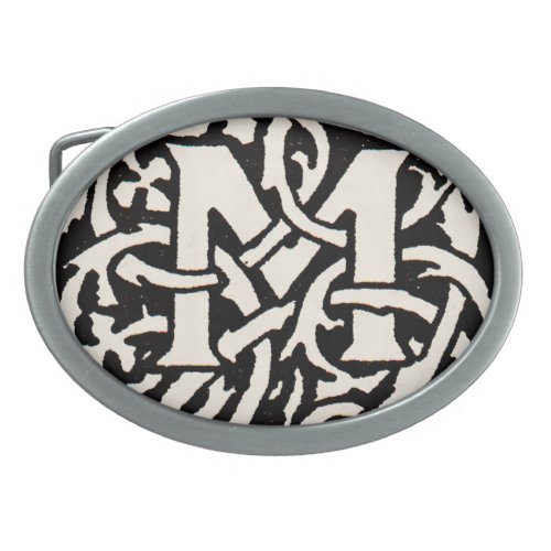 Vintage Monogram M Art Nouveau Letter Belt Buckle