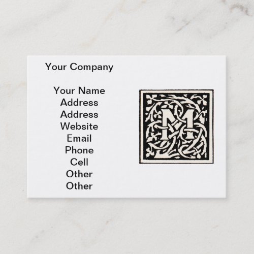 Vintage Monogram M Art Nouveau Letter Business Card