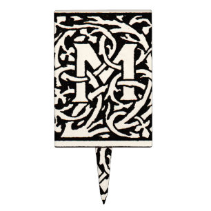 Vintage Monogram M Art Nouveau Letter Cake Topper