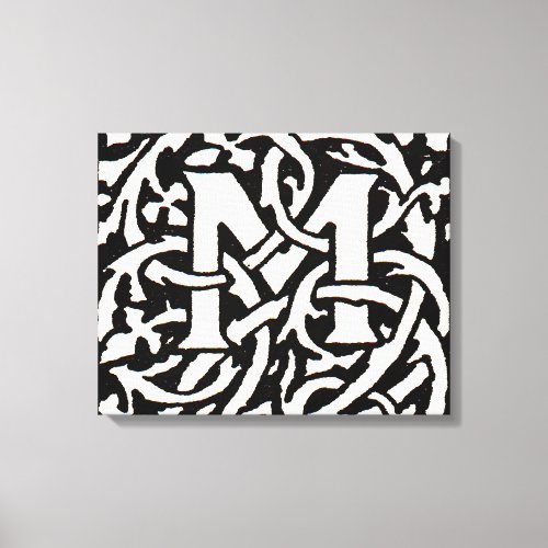 Vintage Monogram M Art Nouveau Letter Canvas Print