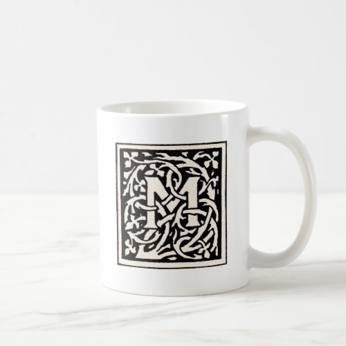 Vintage Monogram M Art Nouveau Letter Coffee Mug