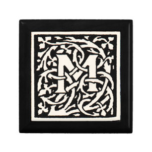Vintage Monogram M Art Nouveau Letter Gift Box