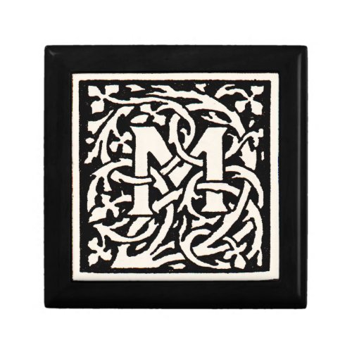 Vintage Monogram M Art Nouveau Letter Gift Box