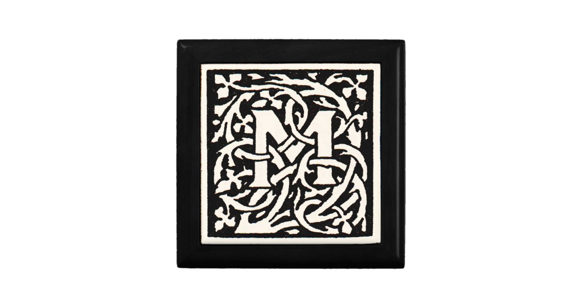 Vintage Monogram M Art Nouveau Letter Gift Box Zazzle Com