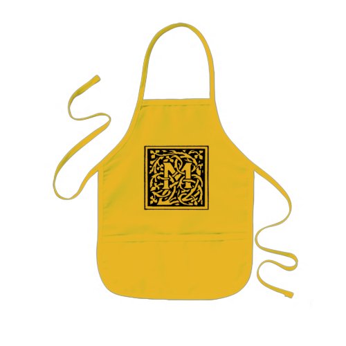 Vintage Monogram M Art Nouveau Letter Kids Apron