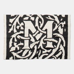 Vintage Monogram M Art Nouveau Letter Kitchen Towel