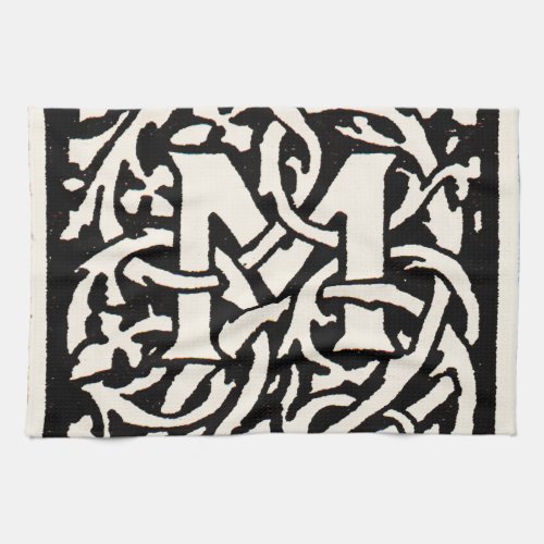 Vintage Monogram M Art Nouveau Letter Kitchen Towel