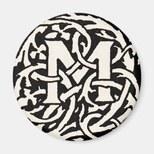 Vintage Monogram M Art Nouveau Letter Magnet