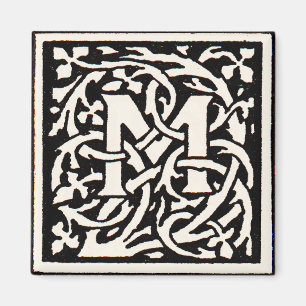 Vintage Monogram M Art Nouveau Letter Magnet