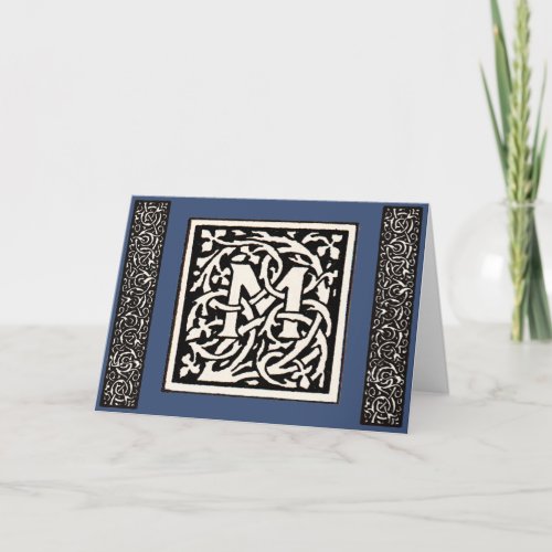 Vintage Monogram M Art Nouveau Letter Note Card