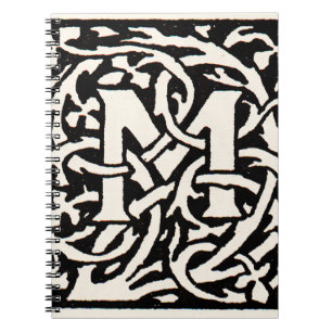 Vintage Monogram M Art Nouveau Letter Notebook