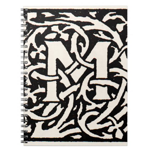 Vintage Monogram M Art Nouveau Letter Notebook