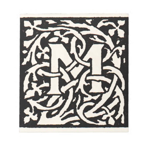 Vintage Monogram M Art Nouveau Letter Notepad