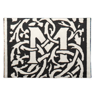 Vintage Monogram M Art Nouveau Letter Placemat