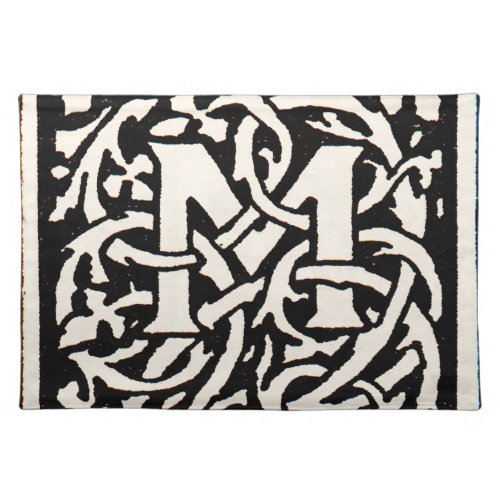Vintage Monogram M Art Nouveau Letter Placemat