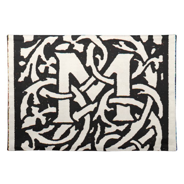 Vintage Monogram M Art Nouveau Letter Placemat (Front)