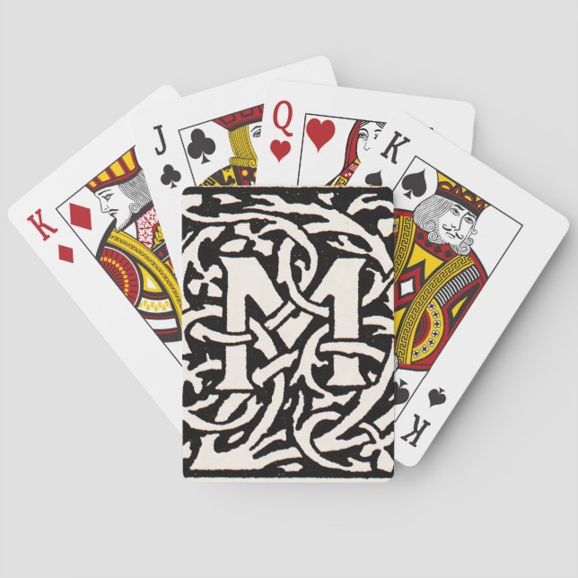 Vintage Monogram M Art Nouveau Letter Poker Cards (Back)