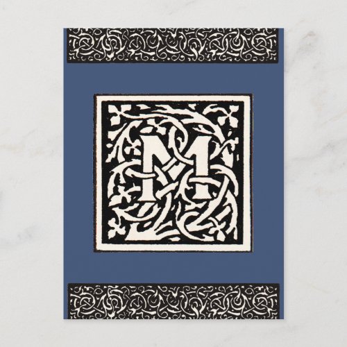 Vintage Monogram M Art Nouveau Letter Postcard