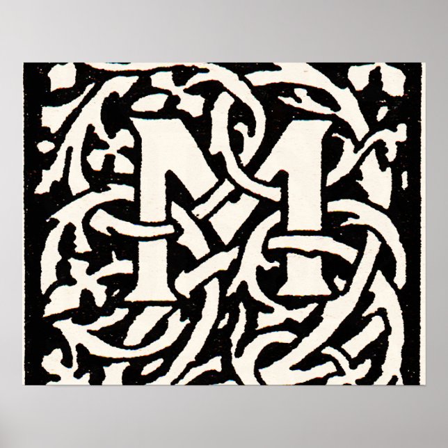 Vintage Monogram M Art Nouveau Letter Poster (Front)