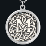 Vintage Monogram M Art Nouveau Letter Silver Plated Necklace<br><div class="desc">Art nouveau Letters - Monograms From the Arts & Crafts Movement This letter M is a lovely Mugged monogram M created in 1901, and published in a set of books. The monogram M is surrounded by a wonderful hand-drawn vine pattern, very much in the style of the art nouveau patterns...</div>