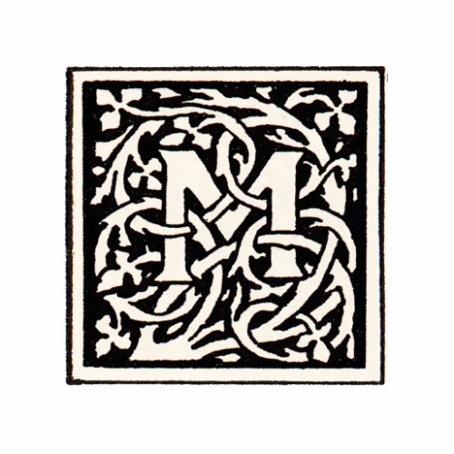 Vintage Monogram M Art Nouveau Letter Statuette