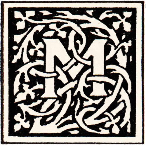 Vintage Monogram M Art Nouveau Letter Statuette