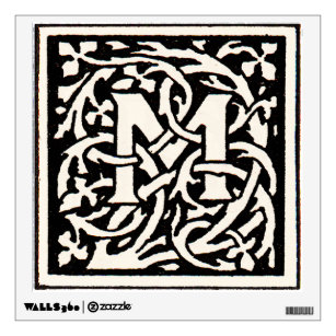 Vintage Monogram M Art Nouveau Letter Wall Sticker