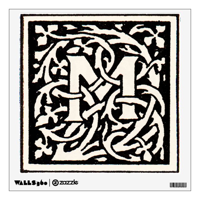 Vintage Monogram M Art Nouveau Letter Wall Sticker (Front)