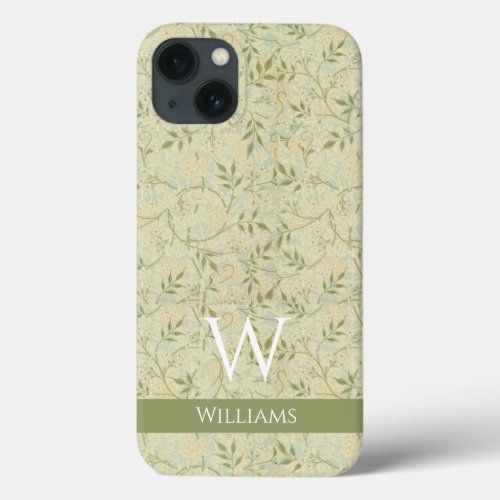 Vintage Monogram Morris Jasmine Flowers  Leaves   iPhone 13 Case