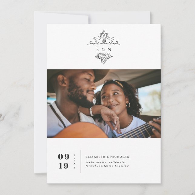 Vintage Monogram | Photo Save the Date (Front)