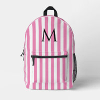Vintage Monogram Pink & White Stripes Striped