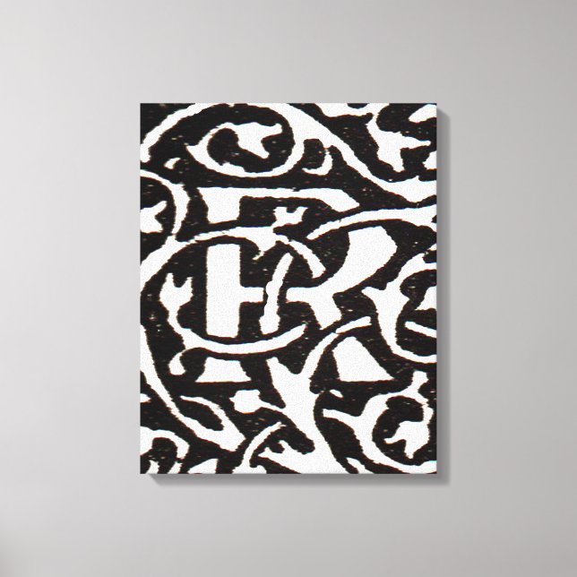 Vintage Monogram R Art Nouveau  Canvas Print (Front)