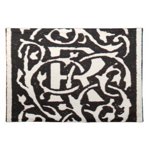 Vintage Monogram R Art Nouveau Cloth Placemat