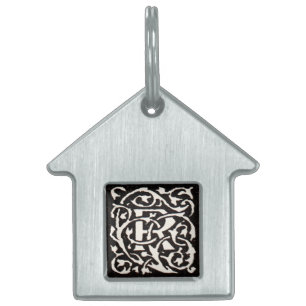 Vintage Monogram R Art Nouveau Pet ID Tag