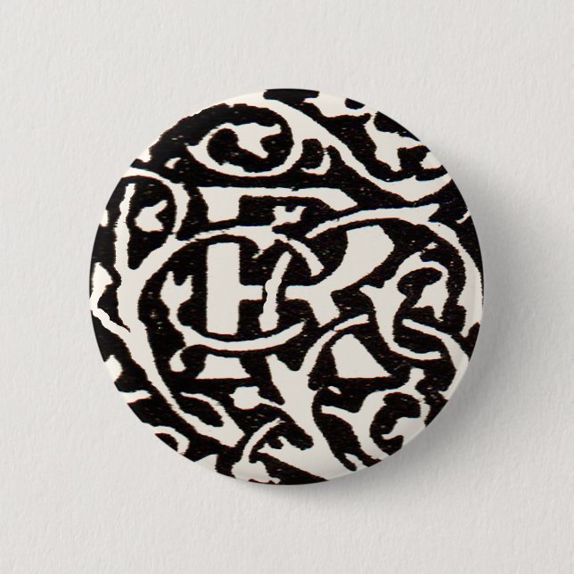 Vintage Monogram R Art Nouveau  Pinback Button (Front)