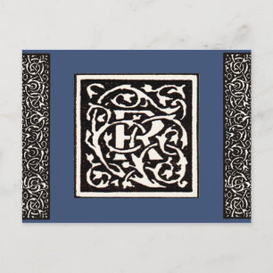 Vintage Monogram R Art Nouveau  Postcard