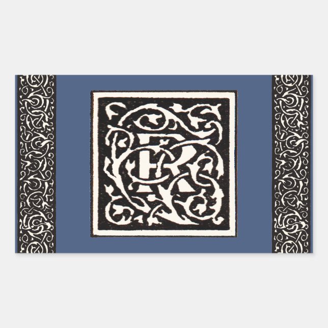 Vintage Monogram R Art Nouveau  Rectangular Sticker (Front)