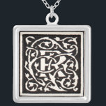 Vintage Monogram R Art Nouveau  Silver Plated Necklace<br><div class="desc">Art nouveau Letters - Monograms From the Arts & Crafts Movement This letter R is a lovely rugged monogram R created in 1901, and published in a set of books. The monogram R is surrounded by a wonderful hand-drawn vine pattern, very much in the style of the art nouveau patterns...</div>