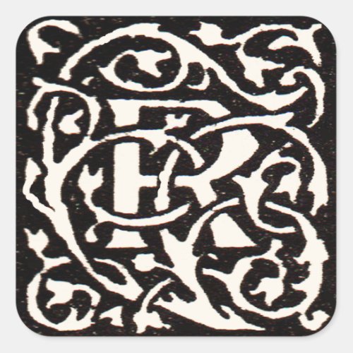 Vintage Monogram R Art Nouveau  Square Sticker
