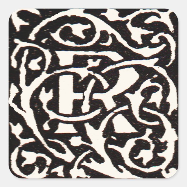 Vintage Monogram R Art Nouveau  Square Sticker (Front)