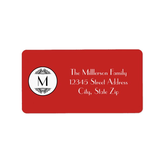 Vintage Monogram Red - Address Label (Front)