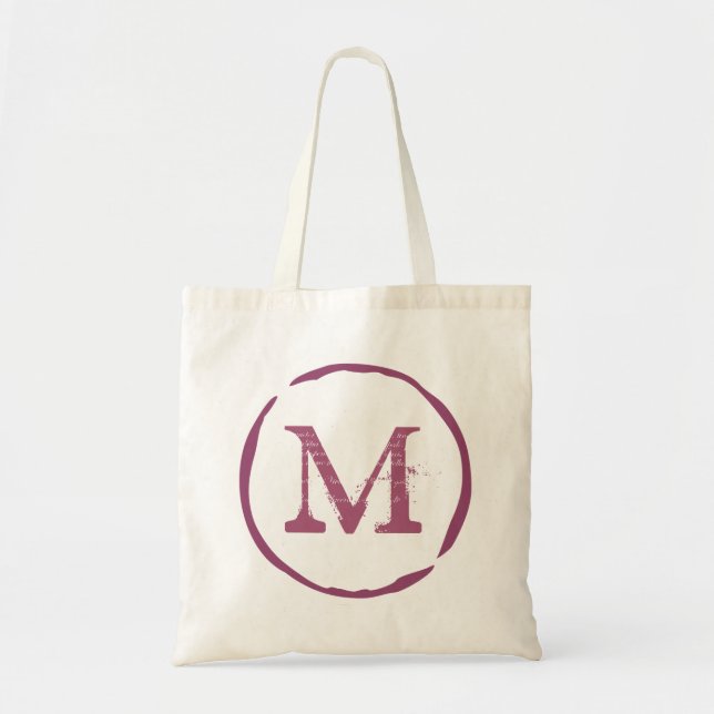 Vintage monogram red wine stain ring tote bag (Front)